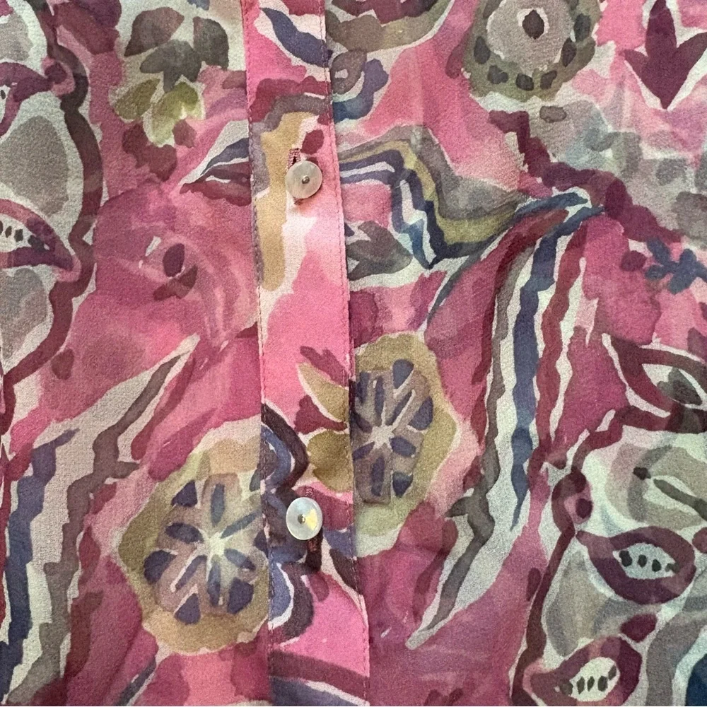 Veronica Beard Ashlynn Silk Top in Rose Multi, Sz 2 - Picture 12 of 16